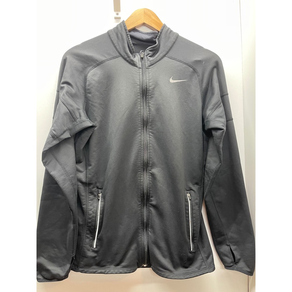 Nike Dri-FIT Mens Full Zip Track Jacket Black Small Thumbholes Running Training